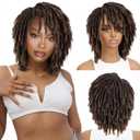 HANNE Dreadlock Wig Short Twist Wigs for Black Women and Men Afro Curly Synthetic Wig Faux Locs Braided Crochet Hair Wigs (1B/30#)