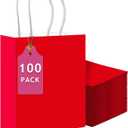 qiqee 100PCS Gift Bag with Handles Bulk Red Paper Bags Multiple Uses (13''x5 x10 inch Large Size)