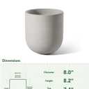 LE TAUCI 8 Inch Plant Pot, Ceramic Pot with Drainage Hole & Rubber Plug, Indoor Planter for Herbs & Small Houseplants, Cylinder Planter for Home Office, Neutral Gray