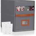 Bed Sheet Storage Organizer – 32L Sheet Storage Organizer for Closet & Under Bed - Non-Woven Fabric with Clear Window & Zipper - Linen Storage - Sheet Organizer - Pack of 1 - Grey