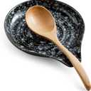 LAUCHUH Spoon Rest for Stove Top, 5 inch Cooking Spoon Holder for Kitchen Countertop Large Ladle Holder for Spatula, Spoons or Tong, Farmhouse Halloween Decor, Starry Black