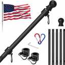 ZMTECH 6 FT Thicken Stainless Steel Flag Pole Without Bracket for Outside House, Residential or Commerical, 1 Inch Tangle Free Flag Pole Kit for Porch/Boat(Without Bracket, Flag, Black)