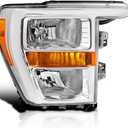 SPEC-D TUNING Chrome Passenger Right Side Halogen Type Headlight Compatible with 2021-2023 Ford F150 Head Lamp Assembly (Chrome Housing Clear Lens Right)