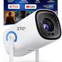 Built-in Officially-Licensed Apps & 500 ANSI Lumens & Full AutomaticBoldEver 2026 Upgraded Mini Smart 1080P Projector with WiFi and Bluetooth, 270 Adjustable Stand, Movie Projector Indoors Outdoors