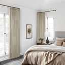 Neutral Pinch Pleated Linen Blackout Curtains 84 Inch Length 2 Panels Insulated Thermal Full Blackout Dual Layer Drapes for Bedroom Living Room Darkening Taupe Pinch Pleat Curtains with Hooks Rings