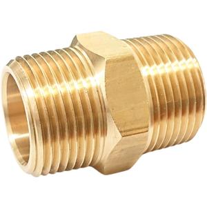1 Inch x 1 Inch NPT Brass Hex Nipple Male Pipe Adapter, Thread outer diameter 1.25 inch, (1 Piece)