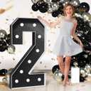 Marquee Numbers Black Birthday Decorations: Large 4 Feet Tall Light Up Numbers 2nd 21st 25th Party Decor Big Mosaic Cardboard Number 2