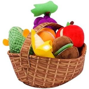 Toddler Pretend Play Food Toy 12M+, Soft Plush Baby Montessori Fruit Basket, Kid Sensory Kitchen Grocery Playset Early Educational Gift for 1 2 3 Year Infant Boy Girl