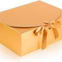 NEWSNOW 12 PCS Gift Boxes with Lids, 10x7.5x3.5 Inch Paper Gift Box, with Ribbon, Bridesmaid Proposal Box for Wedding, BirthdayPackaging, Present (Gold)
