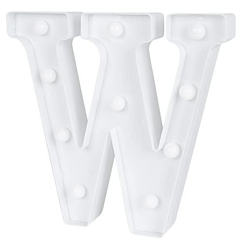 Restaurantware Illumify 8.7 x 1.2 x 8.7 Inch Light Up Letter 1 Durable Marquee LED Light - Letter W Touchproof White Plastic Party Light Keyhole Slot For Parties Weddings Or Special Events