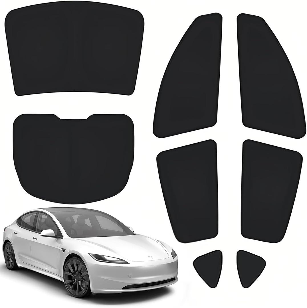 Removable Front Door Window Tints for Tesla Model 3/Y/YL - Reusable Car Window Film for Front & Rear Side Windows, Easy to Install, No Bubbles, Sun Protection (5% VLT, Model 3-Front Side)