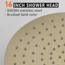 16 Inch Rainfall Shower Head, BSTIIU Stainless Steel Round Shower Head, Extra Large Ceiling Mount Shower Heads, Brushed Gold