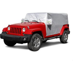RT-TCZ Car Rain Sunshade Cover Compatible with 2007-2024 Jeep Wrangler JK JL 4 Door Windproof Dustproof Scratch Resistant Outdoor UV Protection Auto Cover