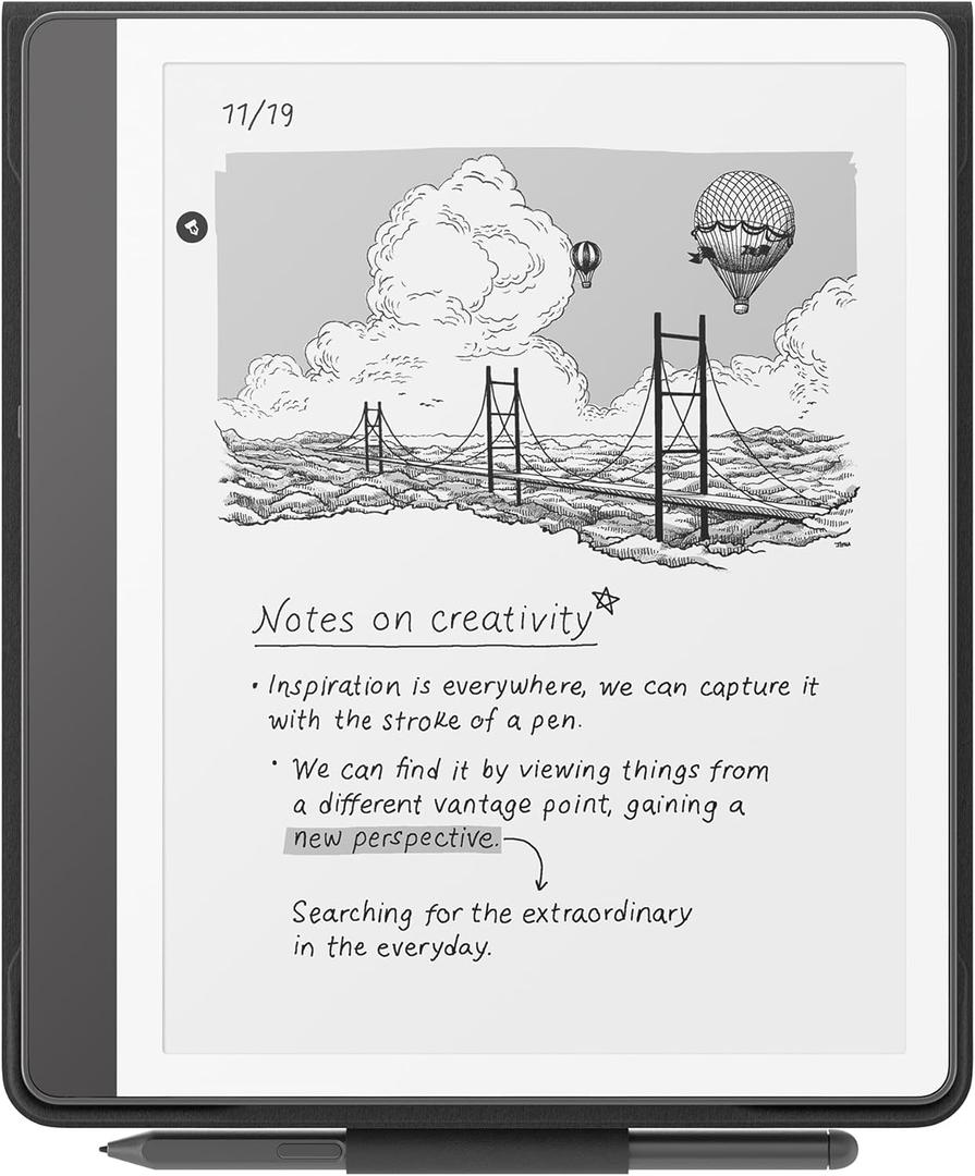 Amazon Kindle Scribe Folio Cover with Magnetic Attach, Sleek Protective Case - Premium Leather (Black)