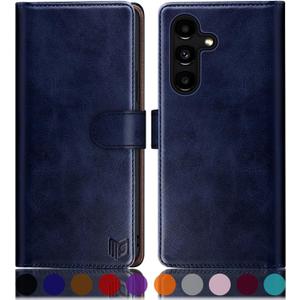 4 x SUANPOT for Samsung Galaxy S24 Plus/S24+ Wallet case with RFID Blocking Credit Card Holder,Flip Book PU Leather Protective Cover Women Men for Samsung S24Plus Phone case Blue