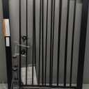 COMOMY 36" Extra Tall Baby Gate for Stairs Doorways, Fits Openings 29.5" to 46" Wide, Auto Close Extra Wide Dog Gate for House, Pressure Mounted Easy Walk Through Pet Gate with Door, Black