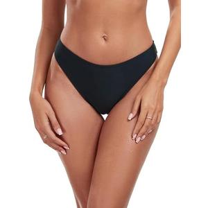 RELLECIGA Women's Cheeky Mid Waisted High Cut Bikini Bottoms L