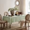 Linen Tablecloth for Rectangle Table 52x70 Inch Green, Farmhouse Style Sage Green Tablecloth, Water Resistant Burlap Tablecloths for Dining Table Farmhouse Kitchen