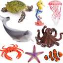 UANDME 8pcs Sea Animal Figures Realistic Ocean Animal Figurines Toy Playset for Kids Cake Toppers Decoration