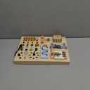 Wooden Busy Board with LED Light Montessori Baby Learning Toys for Toddlers , Sensory Activity Board, Travel Educational Toys, Boy & Girl Birthday Gift (Silver Handle)