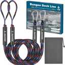 JaunniQir Bungee Dock Lines for Boats 7.2 Feet, 2 Pack Dock Lines with 316 Stainless Clips for PWC, Jet Ski, Kayak, Watercraft, Pontoon, Shock Absorbing Tie Off Downs Boat Mooring Ropes Accessories