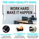 Motivational Quotes Wall Decals for Office: Inspirational Gym School Classroom Garage Bedroom Living Room Vinyl Art Wall Stickers - Work Hard Make it Happen 35" X 9.8"