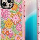 Rosarnnah for iPhone 16 Pro Max Case Cute - Durable Shockproof 6.6 ft Drop Impact Phone Case - Funny Passion Flower Design (6.9") Glitter Pink