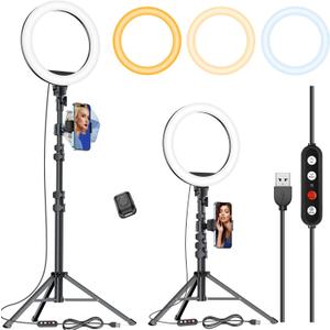 Kaiess 10.2" Selfie Ring Light with 65" Adjustable Tripod Stand & Phone Holder for Live Stream/ Makeup, Upgraded Dimmable LED Ringlight for Tiktok/ YouTube/ Zoom Meeting/ Photography, Pack of 2