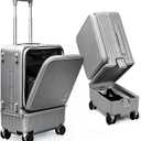 Carry On Luggage with Dual Compartment 22x14x9 Airline Approved 20 Inch, Carryon Suitcase Hard Shell Lightweight Wet Dry Separation luggage with Wheels for Gym Swim Weekend Sports Travel (Grey)