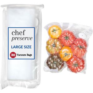 Chef Preserve Reusable Vacuum Sealer Bags for Food  30 BPA-Free Large (12 x 13 in) Food Storage Bags, Freezer, Microwave  Odor-Resistant, Leak-Proof  Compatible with Chef Preserve Vacuum Sealers