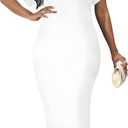 IbuduSexy Church Dresses for Women 2025 Women's Knee-Length Work Dress (XL, White)