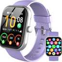 Smart Watch for Men Women (Answer/Make Call), 1.96" HD Fitness Tracker Running Watch, IP68 Waterproof,Pedometer, Sleep/Step/Activity/Heart Rate Monitor,110+ Sport Mode Smartwatch for iOS Phone,Purple