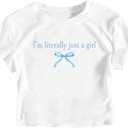 RoseSeek Girl's Letter Bow Graphic Tees Short Sleeve Crewneck Cute Shirts for Teen Girls Trendy (White)