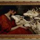 Large Framed Women and Wolves Dark Romantic Girl Wolf Canvas Wall Art, 36"L x 24"W
