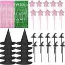 32 Pcs Witch Hats Set, 10 Witch Hats 2pack Tasseled Curtains 10 Star Pens and 10 Witch Hat Pens Witch Party Decorations for Birthday Party Supplies Dress up Costume Cosplay Hallo