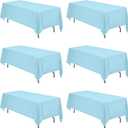 BRILLMAX 6 Pack Light Blue Tablecloths 70 x 120 Inch for 6ft & 8ft Rectangle Tables - 150 GSM Polyester Fabric, Universal Fit, Water, Stain & Wrinkle Resistant Cloth Cover for Wedding Banquet
