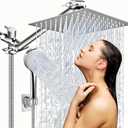 AlenArt 10 inch Rainfall Shower Head Combo Stainless Steel Rain Shower Head with 5 Modes Handheld Water Spray,High Pressure Showerhead with Arm for Bathroom Accessories (Chrome)