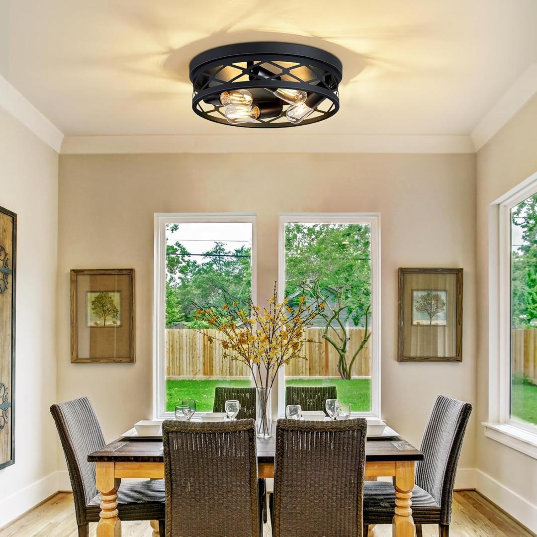 4-Light Farmhouse Ceiling Light Fixture,14 inch Hallway Lighting Fixtures Ceiling,Light Fixtures Ceiling Mount for Kitchen,Entryway,Hall,Bedroom E26 Base