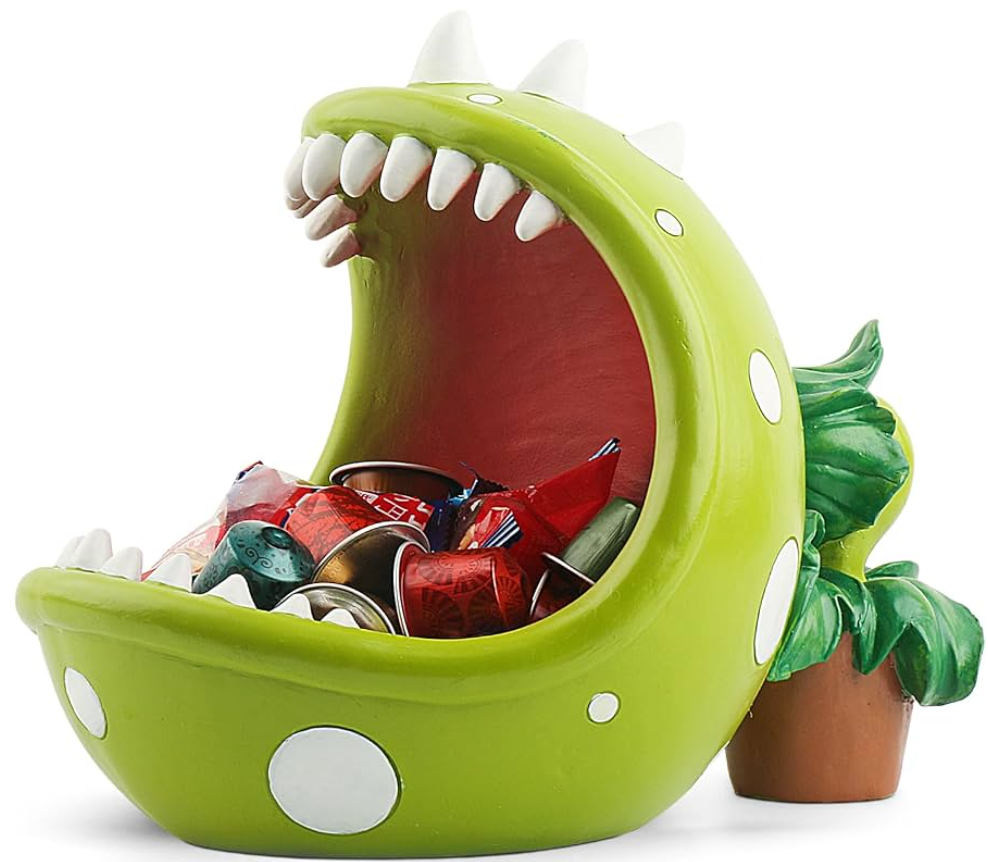 Piranha Plant Large Candy Bowl For Candy Dish Key Bowl Decorative Bowl Home Decorations Indoor Big Mouth Plant (Green, Extra Large)
