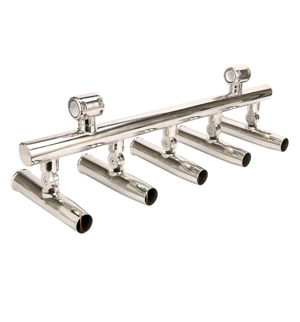 Amarine-made 5 Rod Holders Angle Adjustable Rod Holders Fishing Console Boat T Top Rod Holder Rocket Launcher Adjustable Fishing Rod Holder for Rails 1" to 1-1/4"