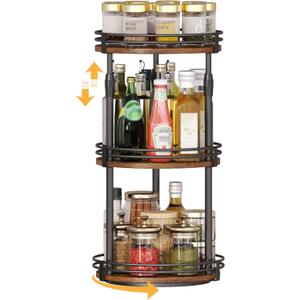 Across-Star Lazy-Susan-Organizer-Spice-Rack, 3-Tier Rotating Spice Organizer For Cabinet Pantry, Seasoning Holder Shelf With Adjustable Height, Kitchen Counter Shelf Countertop Organzier