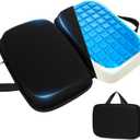 Sino Selected Ergo-Gel Airplane Seat Cushion, Gel-Infused Memory Foam Seat Cushion, Foldable Chair Cushions for Office, Car, Travel, Ergonomic Support & Cooling Design, All-Day Portable Comfort