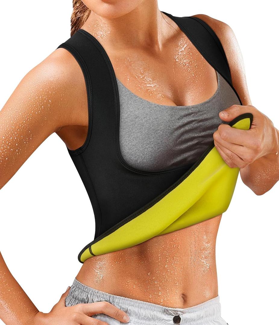 Women's Sport Hot Sweat Slimming Neoprene Shirt Vest Body Shapers for Weight Loss No Zipper Gray Sauna Tank Top (Medium)