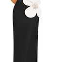 ZESICA Womens Summer Cocktail Strapless Maxi Dress 2026 Formal Bodycon Backless Floral Tube Wedding Guest Party Long Dresses (Black, XL)