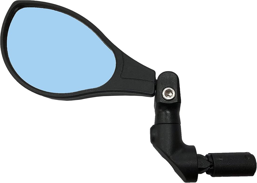 Hafny NEW Bar End Bike Mirror, HD Automotive Grade Glass Lens, Large Surface, Shatterproof, Multi-Angle Adjustable, E-Bike Mirrors, (HF-M902LB-FR08 (Left Side, Blue Glass))