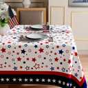 XCHI Stars America Independence Day 4th of July Memorial Day Patriotic Tablecloth Rectangle Washable Table Covers for Home Party Decorations 60x104 Inch