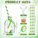 Baderke 12 Pcs Glass Bottles with Cork and Straw 4 oz Mini Empty Glass Bottle for Drinks Reusable Liquor Bottles with Silk Ribbon and Funnels for Cocktail, Wedding Party(Green)