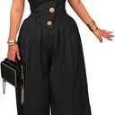 YOOTIKO Women's Strapless Tube Wide Leg Jumpsuit Summer Sleeveless Zip Up Dressy Casual Sexy Romper (Black)