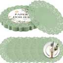 Kochorie 150 Pieces Lace Paper Doilies 12 Inches Round Sage Green Paper Doilies Disposable Decorative Placemats for Food Cakes Crafts Party Weddings Tableware Decoration