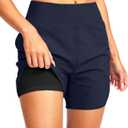 G Gradual Women's 5" High Waisted Swim Board Shorts Quick Dry UPF 50+ Swimming Beach Shorts for Women with Liner Pockets (Medium, Navy)